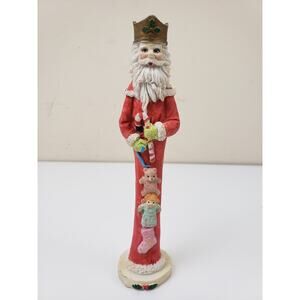 Vintage Pencil Santa Tall Christmas Holiday Skinny Figurine Holding Gifts Toys